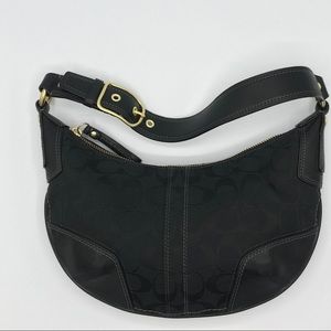 💞Coach Signature Jaquard Mini Hobo Satchel Black